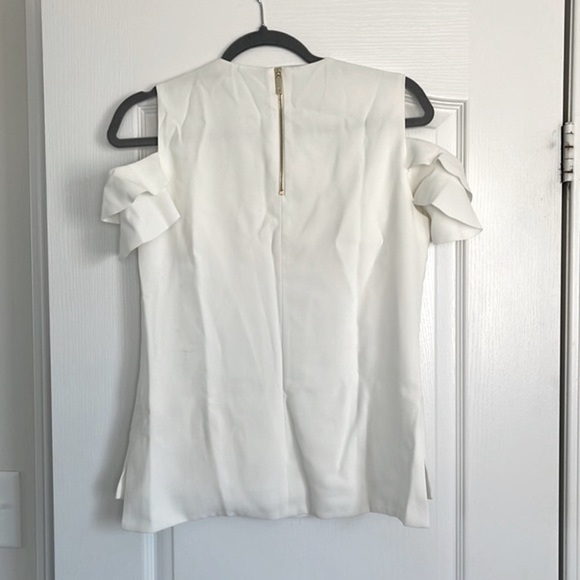 NEW Women's Ted Baker London Cold Shoulder Frill Top, Size 1 - White - Picture 3 of 6